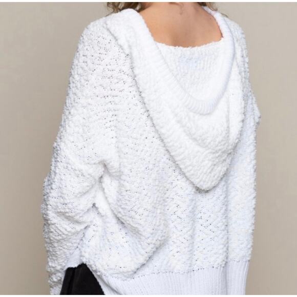 POL Popcorn Hooded Sweater Size Large White - Picture 3 of 11
